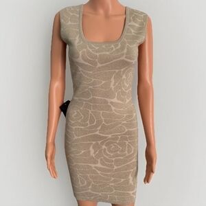 Bebe Alissa Floral Gold Bodycon Dress XS